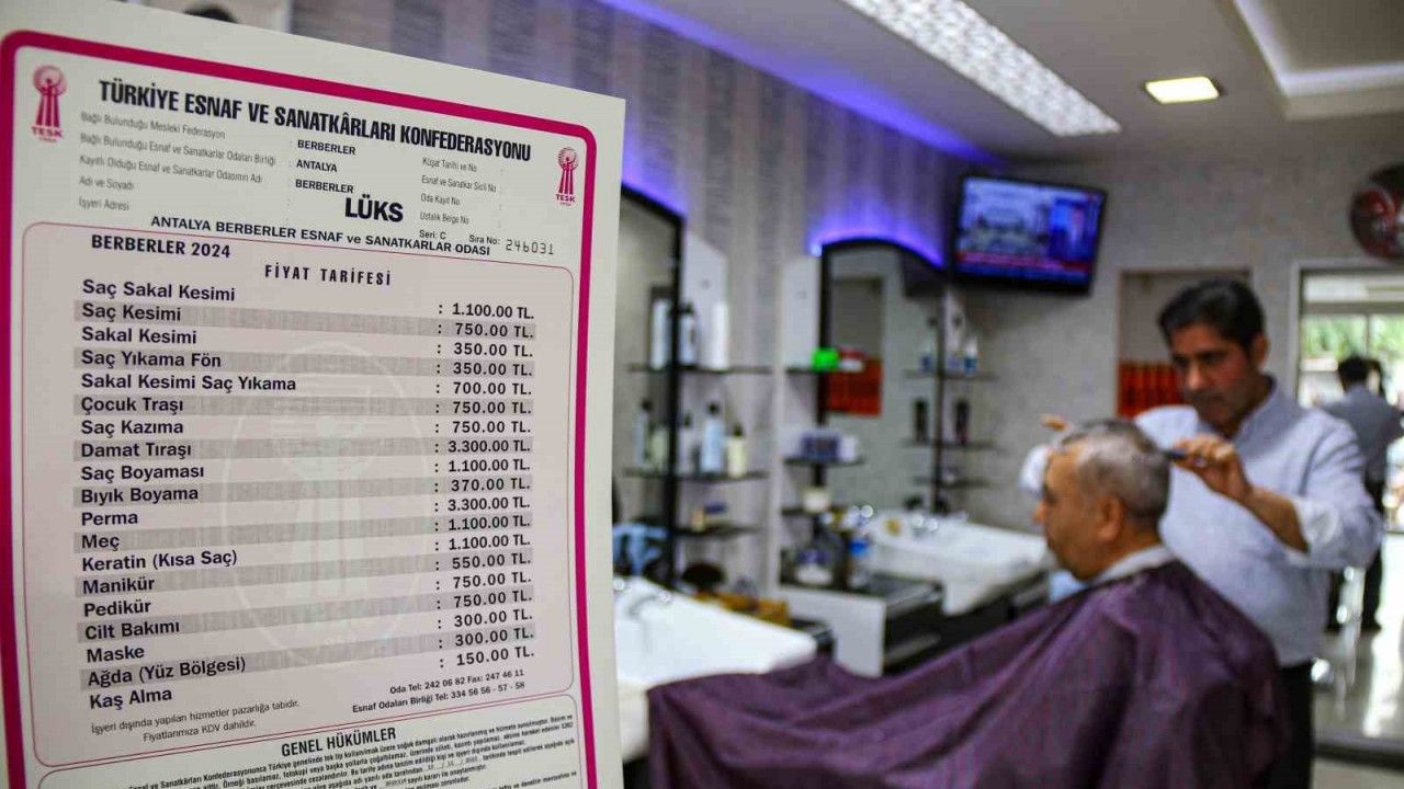 Antalya’da saç sakal kesimi, ’lüks’ tarifedeki berberlerde bin 100 lira