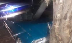 Ağaca çarpan otomobil sürücüsü ölümden döndü