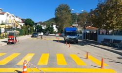 Okul yollarındaki yaya geçitleri boyanıyor