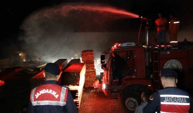 Kereste fabrikasındaki yangın korkuttu