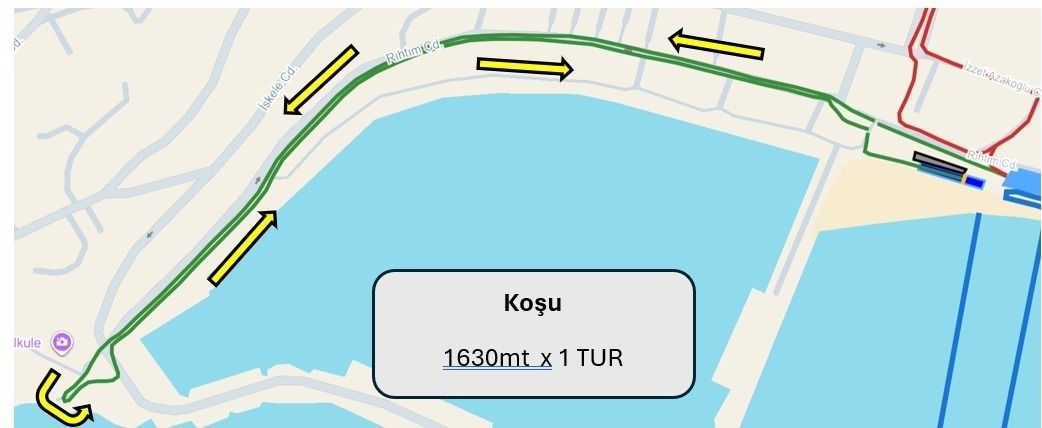 Alanya Halk Triatlonu koşu parkuru haritası
