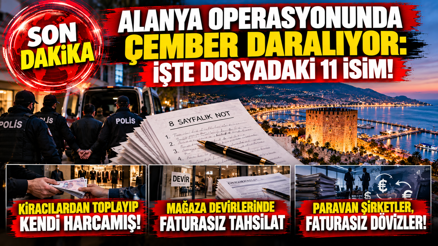 ALANYA OPERASYONUNDA ÇEMBER DARALIYOR: İŞTE DOSYADAKİ 11 İSİM!